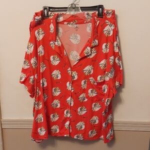 Celebrate Valentines Day Cupid Red Pajamas Top and Shorts Plus Sz 2X (18W-20W)